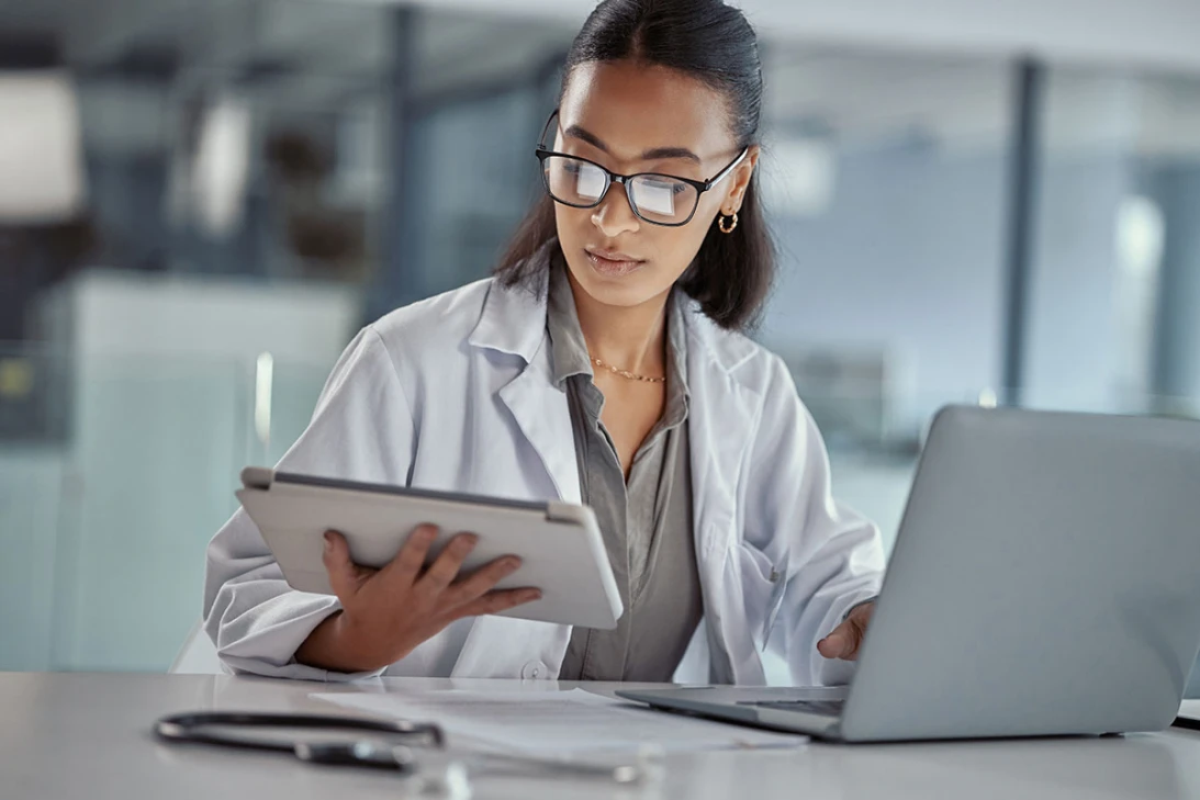 Doctor using digital tools